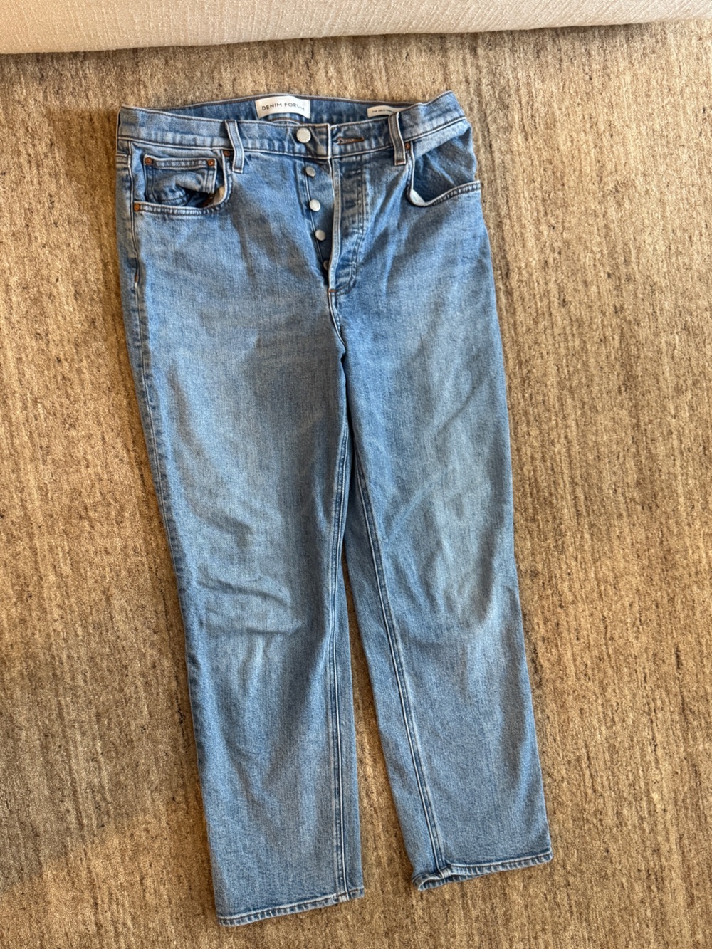 Denim Forum Aritzia Arlo High Rise Straight Jean Classic Light Blue Jeans